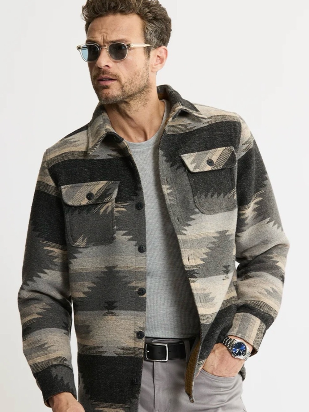 Jachs New York Men's Patterned Button-Up Shacket